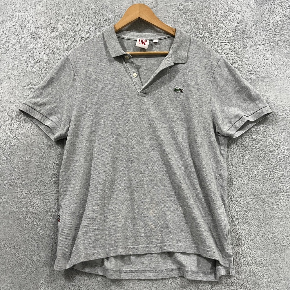 Lacoste Live Polo Shirt Boys 7 Heather Gray Crocodile Logo Cotton Resort Wear
